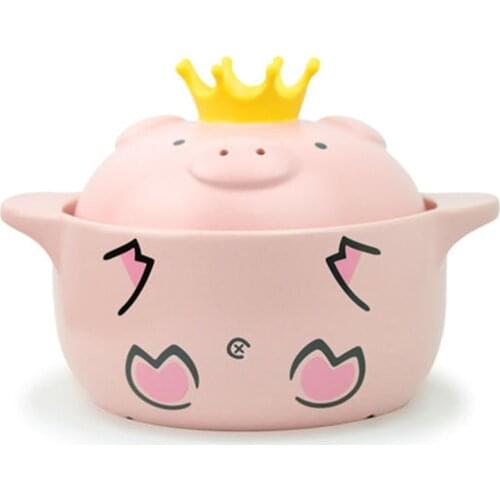 1000Ml Pink Pig High Temperature Resistance Casserole Handle Ceramic Cooker Kitchen Supplies