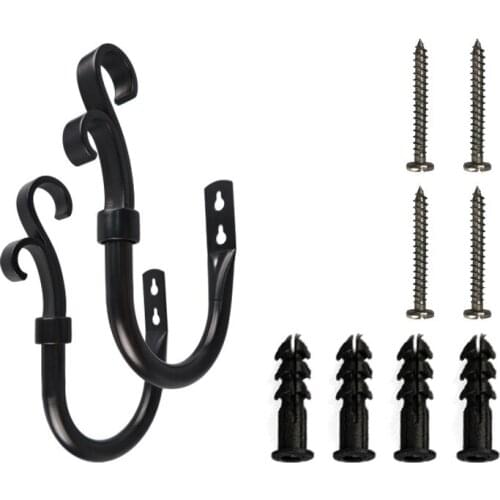 2 Pcs Metal Decorative Curtain Holdbacks, Wall Mounted Window Drapery Tiebacks For Livingroom, Office Come With Screws