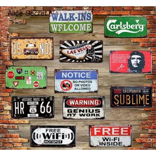 New USA Vintage Metal Tin Signs Route 66 Car Number Plates License Metal Plate Poster Bar Club Garage Home Tin Decor Metal sign