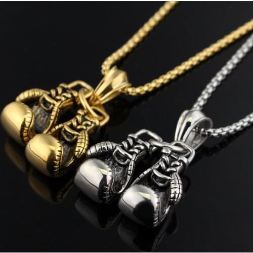 Mini Boxing Glove Necklace Gold Color Chain Pair Boxing Glove Pendant Necklaces For Men Boys Charm Fashion Sport Fitness Jewelry