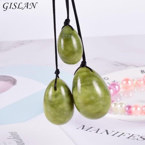 GISLAN Natural Jade Egg Kegel Women Pelvic Floor Muscle Kegel Exercise Yoni Egg Tightening Vaginal Ben Wa Ball Kegel Egg Hot