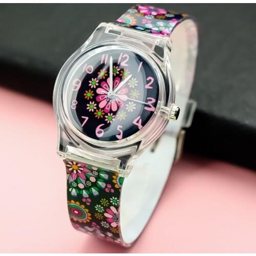 New fashion ladies mini flower dial wristwatch middle student girls waterproof cute cartoon silicone watch children gift clock