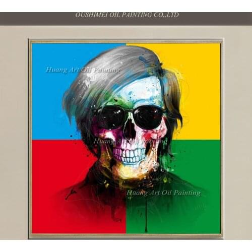 Hand painted Human Head Sunglasses Skeleton Oil Painting On Canvas 4 Kinds of Color Painting Modern Abstract Painting