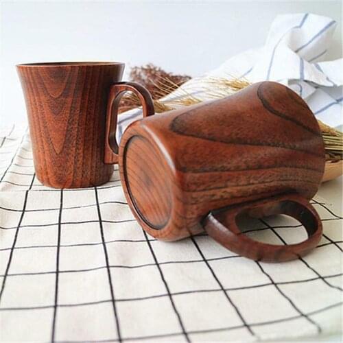 Solid Jujube Mug Wooden Coffee Beer Mugs Wood Cup Handmade Tea Cup with Handle In Stock