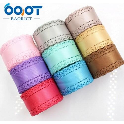 OOOT BAORJCT 1770315 hot sale 30mm hollow Flowers solid satin ribbon, DIY handmade materials,Clothing accessories