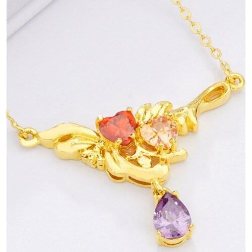 Necklace for Women Zircon Necklaces with Pendant Chain for Wedding Gift Vietnam Sand Gold Fashion Jewelry collares para mujer