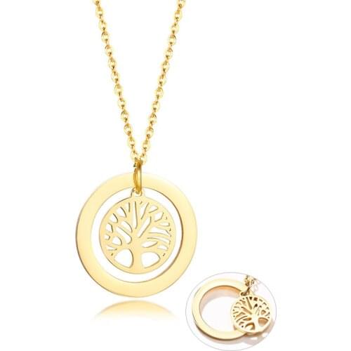 Stainless Steel Family Tree Necklace Charm Tree of Life Pendant Lucky Charm Jewelry Amazing Price