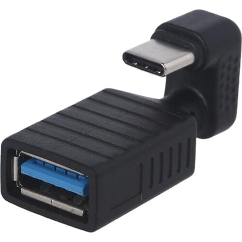 180 Degree Up and Down Angled USB C Type C Male to USB 3.0 Female OTG Extension Adapter for Cell Phone Tablet