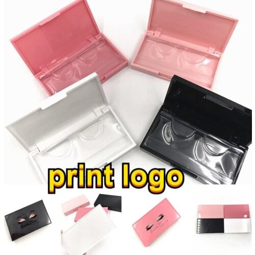Print logo 4 color Acrylic false eyelashes packaging box Fake 3D Mink Lashes boxes faux cils transparent plastic Case Withtrays