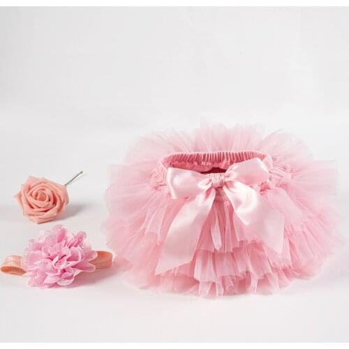 Baby Girls Tulle Tutu Bloomers Infant Newborn Diapers Cover 2pcs Short Skirts+Headband Set Girls Skirts Rainbow Baby Skirt