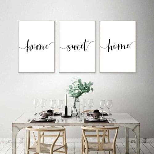 Scandinavian Style Home Sweet Home Letter Poster Black and White Canvas Painting Wall Art Pictures For Living Room Nordic Decor