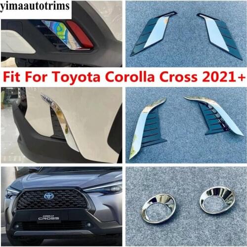 Front Bumper Fog Lights Lamps Eyelid Eyebrow Stripes / Frame Cover Trim ABS Chrome Accessories For Toyota Corolla Cross 2021