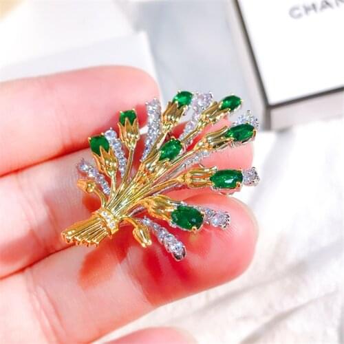Gorgeous Green Zircon Brooches For Women Gift Rhinestone Pin Jewelry Coat Dress Corsage Brooch Accessories broche femme bijoux