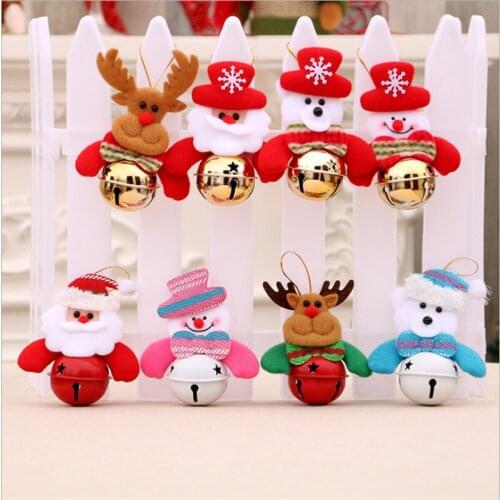 Christmas Decorations Xmas Tree Bell Ornaments Santa Claus Bell Snowman Doll Christmas Bell Ornaments Decoration Supplies