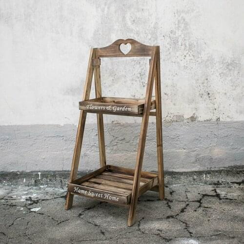 American country retro balcony plant stand multi layer solid wood ladder flower rack simple floor type living room shelf