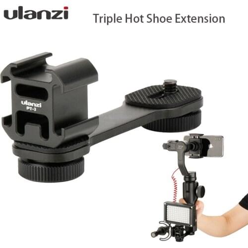 Ulanzi PT-3 Triple Hot Shoe Mount Adapter Microphone Extension Bar for Zhiyun Smooth 4 Stabilizer DJI Osmo Gimbal Accessories
