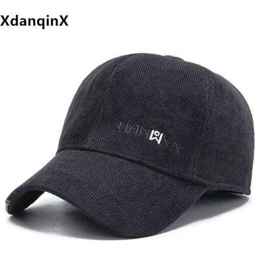 XdanqinX Autumn And Winter Mens Embroidery Baseball Caps New Cotton Sports Hat Snapback Cap Adjustable Size Brands Tongue Cap