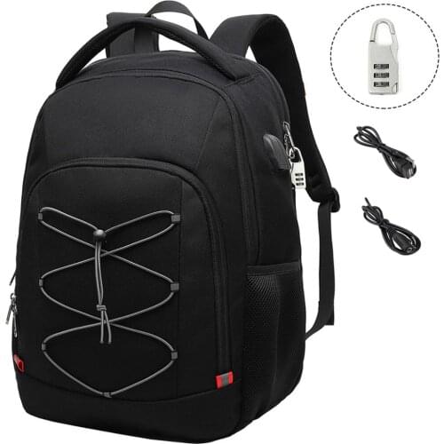 XQXA Business Travel Backpack Women Men 14" 15.6" 17" Inches Laptop Bag With Anti-theft Lock USB Charging Port & Headphone Hole