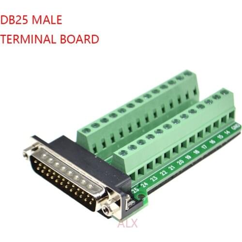 1PCS DB25 25PIN 2 ROW male connector to terminal adapter D-SUB RS232 TO RS485 converter 25 pin plug terminal board Signal Module