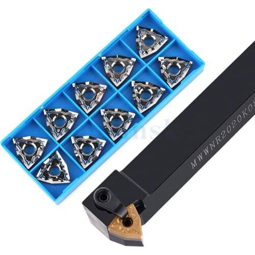 1pc MWWNR2020K08 2525M08 Highstrength external CNC turning toolholder+10pcs Peach-shaped carbide cutting insert for machine tool