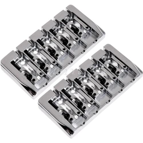 2Pack 5 String Bridge Chrome Adjustable Saddle 19mm string spacing For Bass Guitar Replacement