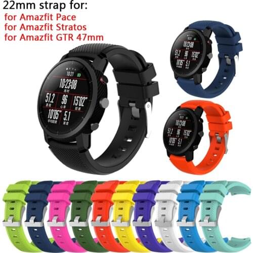 22mm Silica Gel Sports Watch Band for Xiaomi Amazfit Stratos 2/2 S Watch Bracelet for Amazfit Pace Accessories 22mm Watch Strap