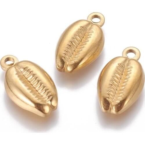 30pc 304 Stainless Steel Cowrie Shell Pendants for Jewelry Making Handmade DIY Bracelet Necklace Crafts,Hole: 2mm