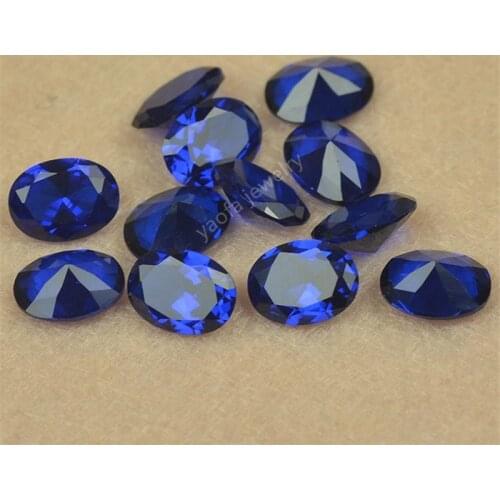 3x5~13x18mm 112# Dark Gems Blue Oval Shape Brilliant Cut Lab Created Spinel Beads Loose Stones For DIY ring surface