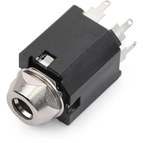 5pcs/lot 6.35mm 1/4" 5 Foot Binaural Female Socket 6.35 Audio Microphone / Guitar Jack Panel Mount Solder Connector