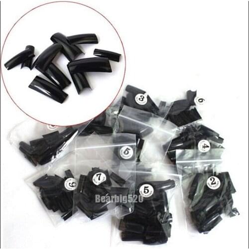 500 Pcs Nail Art Tips Half Cover French False Nail Black Acrylic Nail Tips Artificial Fake Nail Tips