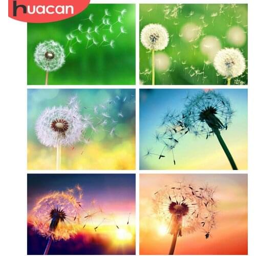 HUACAN 5D DIY Diamond Painting Dandelion Needlework Full Square Diamond Embroidery Flower Mosaic Sunset Home Decor