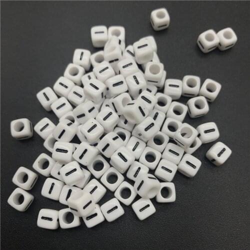 100pcs 6mm Letter I Square Alphabet Beads Acrylic Beads For Jewelry Making DIY Bracelet Necklace Accessories