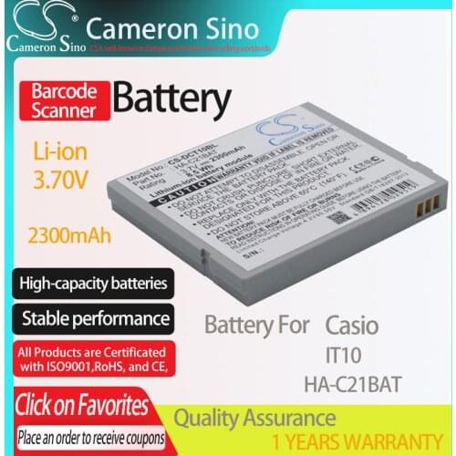 CameronSino Battery for Casio IT10 fits Casio HA-C21BAT Barcode Scanner battery 2300mAh 3.70V Li-ion White Grey