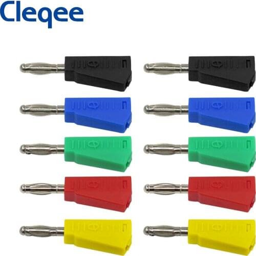 Cleqee P3002 10pcs 4mm Banana Plug Stackable Nickel Plated Connector Test Probe Binding Post for Speaker 5 Colors