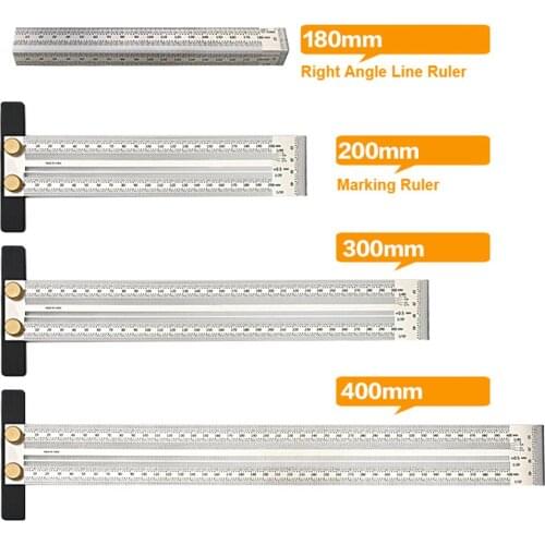 Woodworking Marking T-Rule Scale Ruler T-Type Hole Ruler Stainless Scribing Mark Carpenter Line Gauge Carpenter Measuring Tool