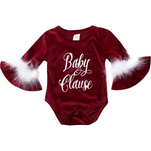 Baby Bodysuit !!Cute Santa Baby Claus Kids Girls Fur Bodysuit Outfits Party One-pieces Size 0-24M