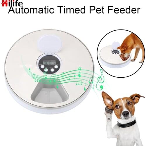 HILIFE 6 Meals 6 Grids Electric Dry Wet Food Dispenser Round Timing Feeder With Voice Recorder for Cat Dog Pet Automatic Feeder
