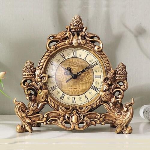 EUROPEAN RETRO TABLE CLOCK CREATIVE LIVING ROOM RESIN DESK CLOCK DECORATION BEDROOM STUDY DESKTOP CLOCK HOME DECOR CRAFTS GIFT