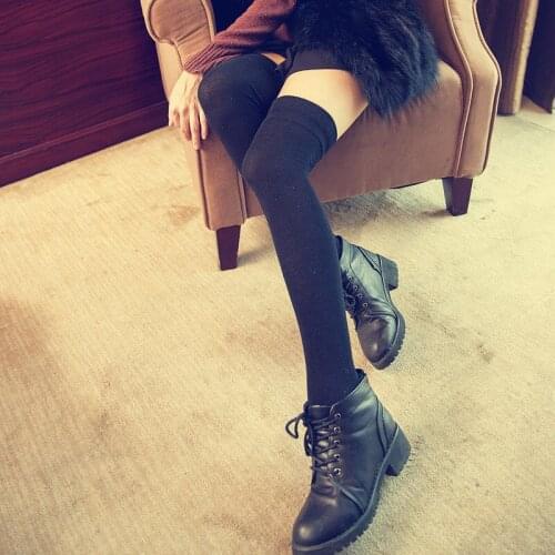 Four Seasons Stripes High Tube Beautiful Leg Socks Simple Pure Color Three Bar Knee High Women Socks 5pair/lot