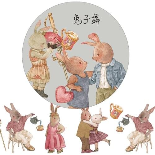 Happy Bunny Dacing And Squirrel Grapes Washi Tapes Bullet Journal Masking Tape Adhesive Tape DIY Scrapbooking Washi Stickers