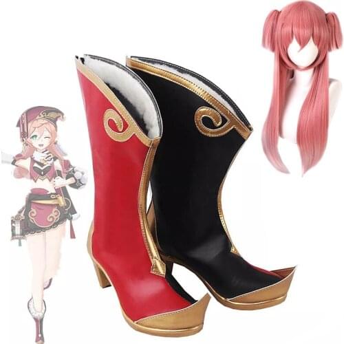 Game Genshin Impact Cosplay Halloween YanFei Cosplay Wig Genshin Impact Yan Fei Cosplay Accessories Shoes