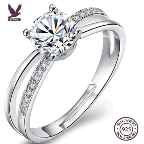 100% Pure 925 Sterling Silver Romantic Engagement Ring Shiny Elegant Cubic Zircon Rings For Women Ladies Party Wedding Jewelry