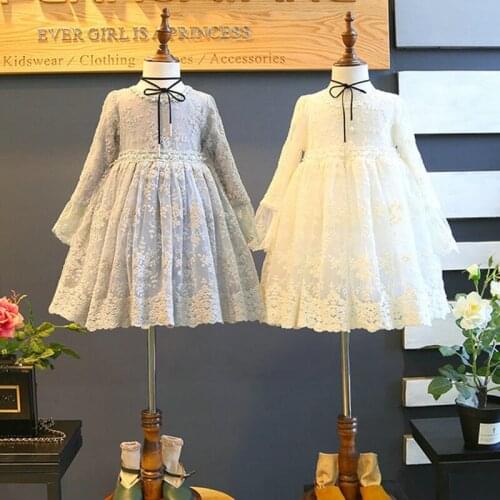 Girls Lace Princess Dress Wedding Flower Girls Dress 3T-8T Kids Childrens Clothes Spring Autumn Party Evening Dress SA2176