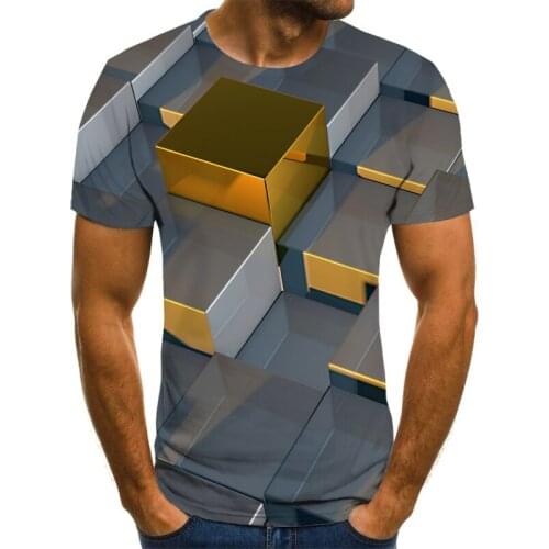 Summer new stereo vision 3D printing mens and womens fashion oversized T-shirt short-sleeved hot-selling O-neck top