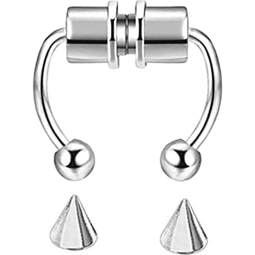 2021 Punk Magnetic False Nose Ring Horseshoes Hoop Jewelry For Party Bar Wedding Artificial Non-Perforated Nose Hoop Ring