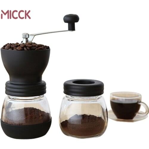 MICCK Retro Manual Coffee Grinder Coffee Hand Mill Coffeeware Coffee Beans Pepper Spice Grinder Tank Portable Grinder Machine