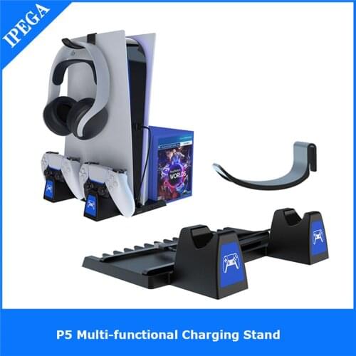 Multi-Functional Charger Vertical Charging Stand Base Bracket for PS5 Game Controller