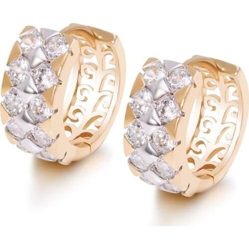 MxGxFam AAA+ Zircon Fashion Earrings Hoop For Women Mix Gold color 18 k Good Quality
