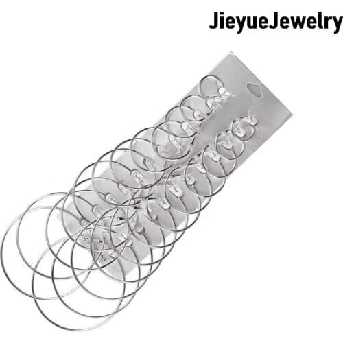 Oversize Big Circle Hoop Earring Set For Women Simple Punk Style Brincos Round Earrings Party Jewelry Gift 12 pair24 pcs /lot