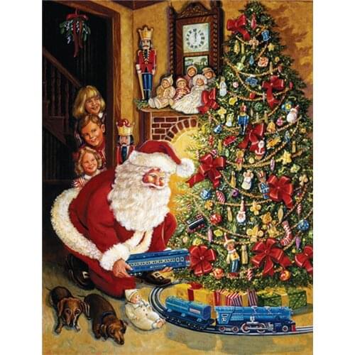 Christmas Tree train Needlework DIY 5D Diamond Painting Embroidery Kits mosaic Pattern Rhinestone painting 3d Cross Stitch art